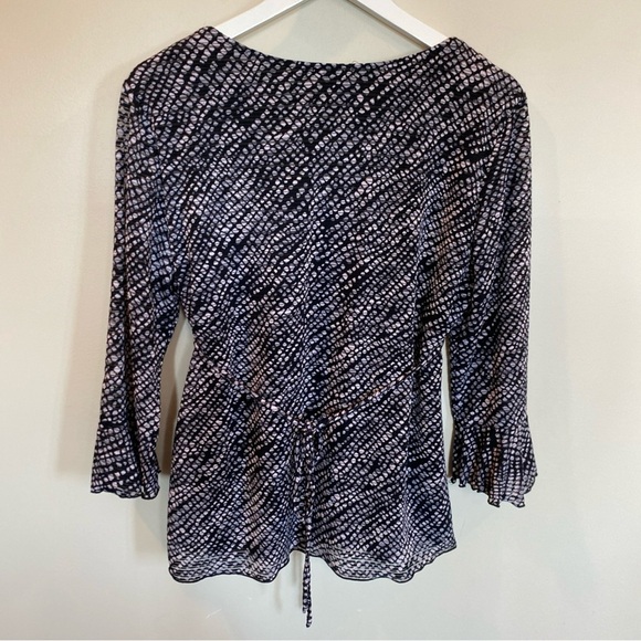 Vintage Y2K Babydoll Top Cocoma Flutter Sleeve Womens Black White - Picture 6 of 8